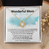 14k White Gold Finish Infinity Knot Necklace, Love Knot Necklace for Mom, Cubic Zirconia Pendant Necklace, Christmas Present from Daughter