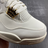 Sneakers, White Gold Colorway, Metallic Finish, Lace Up Design, Casual Gift for Sneaker Fans