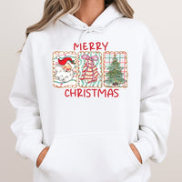 Vintage Santa and Tree Graphic Pullover, Retro Santa Merry Christmas Hoodie, Classic Holiday Tree Sweatshirt, Comfy Christmas Hoodie
