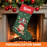 Personalized Custom Name Holiday Stocking, Baby's First Christmas Stocking, Velboa Velvet Christmas Stocking, Keepsake Newborn Present