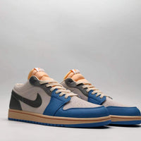 Low Top Sneakers, Blue Gray Colorway, Lace Up Design, Casual Gift for Sneaker Fans