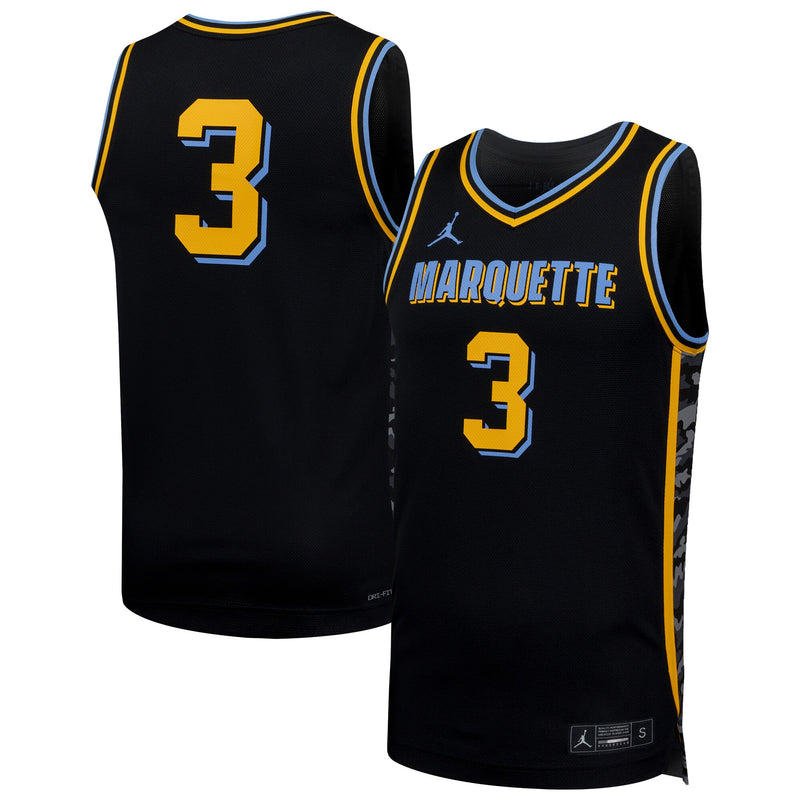 #3 Black Marquette Golden Eagles Replica Basketball Jersey
