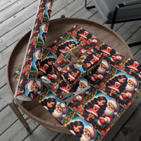 African American Holiday Gift Wrap Roll, Kawaii Santa and Black Girl Wrapping Paper, Adorable Christmas Wrapping Paper, Kids Xmas Present Wrap