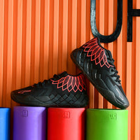 Low Top Sneakers, Black Red Colorway, Casual Gift for Sneaker Fans