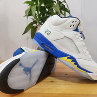 High Top Sneakers, White Blue Colorway, Lace Up Design, Casual Gift for Sneaker Fans