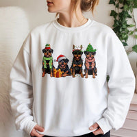 Adorable Festive Dogs Holiday Sweater, Rottweiler Christmas Sweatshirt, Dog Lover Crewneck, Winter Pup Pullover, Xmas Animal Lover Present