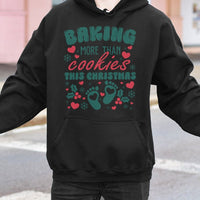 Christmas Pregnancy Announcement Hoodie, Baking More Than Cookies Hoodie, Baby Feet Holiday Hoodie, Mom to Be Sweatshirt, Xmas Baby Reveal