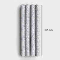 Watercolor Blue and White Christmas Gift Wrap, Winter Snowflake Wrapping Paper, Elegant Festive Wrapping Paper Roll, Holiday Present Paper