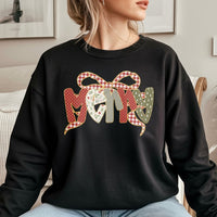 Adorable Girly Holiday Shirt, Coquette Bow Merry Christmas Sweatshirt, Festive Winter Crewneck Pullover, Preppy Christmas Sweater Present for Her
