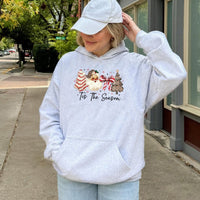 Coquette Bow Christmas Hoodie, Tis the Season Leopard Santa Hoodie, Retro Holiday Hooded Sweatshirt, Adorable Xmas Graphic Hoodie