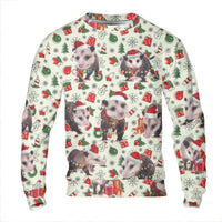 Humorous Screaming Possum Holiday Sweater, Opossum Ugly Christmas Sweatshirt, Trash Animal Xmas Pullover, Weirdcore Christmas Crewneck