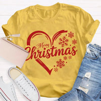 Festive Holiday Snowflake Christmas Shirt, Christmas Snowflakes and Hearts T-Shirt, Adorable Winter Graphic Tee, Holiday Present Christmas T-Shirt