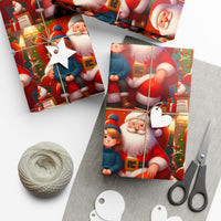 Nostalgic Santa Gift Wrap, Santa Claus and Child Wrapping Paper, Christmas Wrapping Paper, Vintage Holiday Gift Wrap, Festive Paper Roll