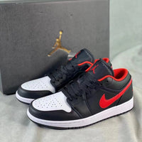 Low Top Basketball Shoes, Black Red Colorway, Lace Up Design, Casual Gift for Shoe Lovers