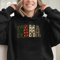 Festive Plaid Holiday Mama Sweatshirt, Christmas Mama Hoodie, Adorable Xmas Mother Hoodie, Winter Holiday Pullover, Present for Mom 2026