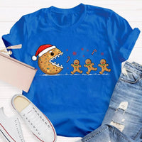 Adorable Snowflake Christmas Tee, Christmas Biscuit Santa Hat Shirt, Holiday Biscuit T-Shirt, Winter Cookie Shirt, Christmas Present for Women