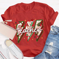 Festive Vibes Holiday Graphic Tee, Teacher Christmas T-Shirt, Adorable School Educator Xmas Shirt, Winter Break Teacher T-Shirt Present