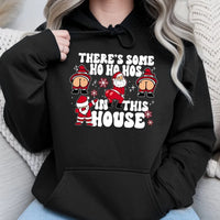 Humorous Santa Christmas Sweatshirt, Theres Some Ho Hos in This House Hoodie, Naughty Xmas Graphic Pullover, Adult Humor Holiday Hoodie