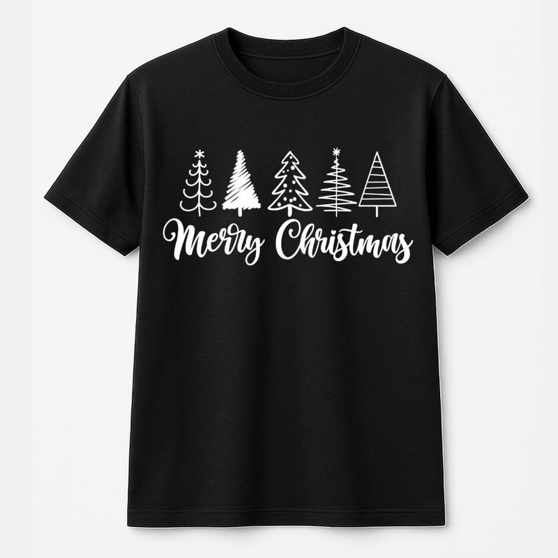 Merry Christmas Pine Graphic Tee, Hand-Drawn Christmas Tree T-Shirt, Holiday Forest Graphic T-Shirt, Vintage Nature Shirt, Winter Xmas Present