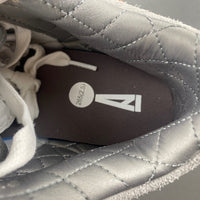 Distressed Sneakers, Off White Gray Colorway, Lace Up Design, Distressed Finish, Casual Gift for Sneaker Fans