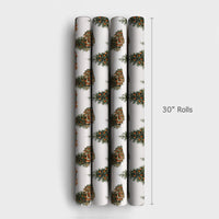 Retro Citrus Holiday Gift Wrap, Vintage Christmas Tree with Oranges Wrapping Paper, Winter Tree Wrapping Paper Roll, Classic Present Wrap