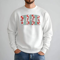 Checkered Santa Christmas Crewneck, Teacher Christmas Sweatshirt, Teacher Xmas Sweater, Educator Holiday Pullover, School Teacher Present