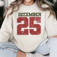 Retro Christmas Holiday Crewneck, December 25 Sweatshirt, Vintage Xmas Typography Sweater, Adorable Christmas Season Graphic Pullover