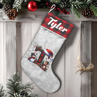 Buffalo Plaid Monogram Stocking, Letter T Christmas Stocking, Personalized Christmas Stocking, Custom Name Stocking, Family Xmas Decor Present