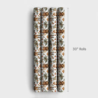 Rustic Country Christmas Gift Wrap, Western Cowboy Santa Wrapping Paper, Cowboy Hat Santa Holiday Paper, Pinecone Present Wrapping Roll