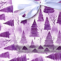 Watercolor Winter Forest Gift Wrap, Purple Christmas Tree Wrapping Paper, Lavender Botanical Holiday Wrapping Paper, Xmas Gift Wrap Roll