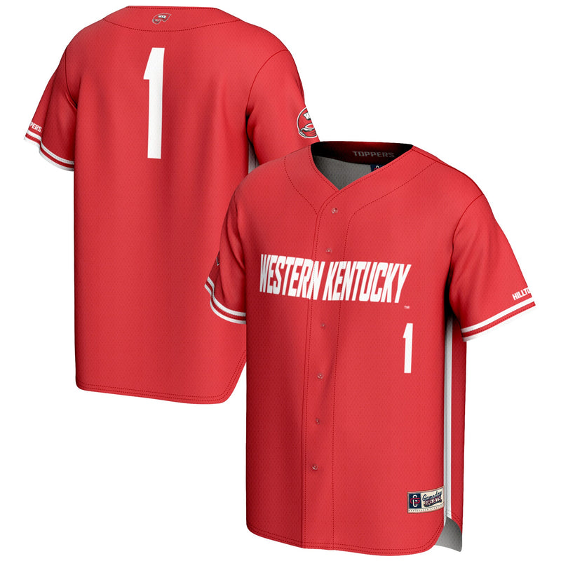 #1 Western Kentucky Hilltoppers Lightweight Baseball Jersey - Red
