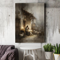 Holy Family Manger Christmas Canvas Print, Nativity Scene Canvas Wall Art, Religious Christian Wall Decor, Faith Living Room Present