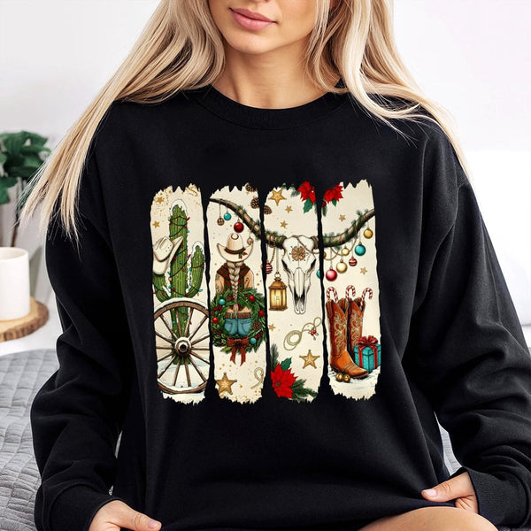 Western Holiday Sweatshirt, Cowgirl Christmas Sweatshirt, Cowboy Boots Xmas Sweatshirt, Festive Country Crewneck, Holiday Pre