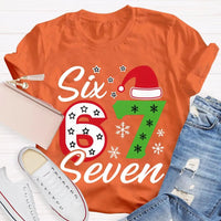 Festive Holiday Graphic Tee, Christmas Santa Hats Snowflakes T-Shirt, Adorable Winter Xmas Party Shirt, Retro Santa Snowflake Graphic T-Shirt