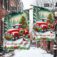 I Am Always with You Memorial Flag, Christmas Red Truck Cardinal Garden Flag, Double-Sided Winter Holiday Flag, Yard Banner Present