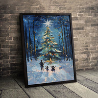 Snowy Pine Forest Impasto Canvas Wall Art, Winter Christmas Tree Canvas Print, Festive Holiday Canvas Painting, Comfy Winter Home Decor