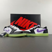 Retro Low Top Sneakers, Neon Green White Black Purple Colorway, Lace Up Design, Casual Gift for Sneaker Fans