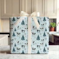Rustic Farmhouse Animal Gift Wrap, Winter Farm Cow Wrapping Paper, Snowy Pine Tree Holiday Paper, Christmas Present Wrapping Paper Roll