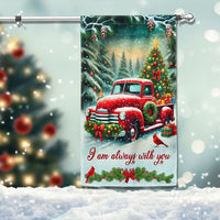 I Am Always with You Memorial Flag, Christmas Red Truck Cardinal Garden Flag, Double-Sided Winter Holiday Flag, Yard Banner Present