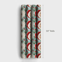 Retro Santa Face Holiday Gift Wrap, Vintage Santa Claus Wrapping Paper, Classic Christmas Wrapping Paper, Nostalgic Xmas Gift Wrap Roll