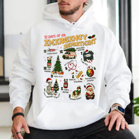Humorous ER Nurse Christmas Hoodie, 12 Days of Emergency Department Hoodie, Medical Staff Holiday Hooded Sweatshirt, ER Doctor Hospital Hoodie