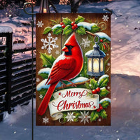 Winter Bird Holiday Yard Flag, Cardinal Merry Christmas Garden Flag, Double-Sided Red Cardinal Outdoor Banner, Seasonal Xmas Lawn Flag