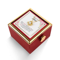 Gold CZ Crystal Pendant Jewelry, Niece Love Knot Necklace with Rotating Rose Box, Birthday Present for Niece, Christmas Present