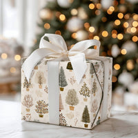 Modern Rustic Pine Gift Wrap, Potted Christmas Tree Wrapping Paper, Minimalist Holiday Gift Wrapping Paper, Festive Winter Paper Roll