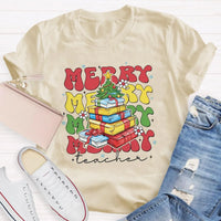 Festive Holiday Graphic Tee, Christmas Tree Teacher T-Shirt, Retro Xmas Teacher Shirt, School Educator Winter Tee, Teacher Christmas Present