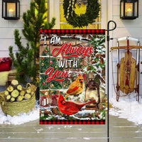 I Am Always with You Memorial Flag, Cardinal Christmas Garden Flag, Double-Sided Buffalo Plaid Flag, Bereavement Remembrance Present
