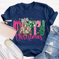 Festive Holiday Teacher Shirt, Merry Christmas Colorful Glitter Teacher T-Shirt, Christmas School Educator Graphic Tee