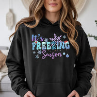 Snowflake Christmas Graphic Sweatshirt, Its Freezing Season Hoodie, Comfy Winter Holiday Pullover, Festive Family Season Hoodie