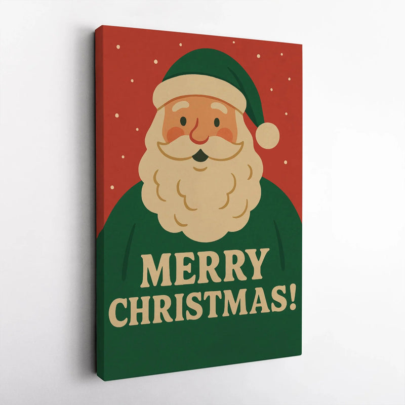 Merry Christmas Wall Canvas Decor, Retro Santa Claus Canvas Art, Vintage Holiday Canvas Print, Festive Winter Home Wall Art Decor
