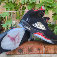 High Top Sneakers, Black Red Colorway, Lace Up Design, Casual Gift for Sneaker Fans
